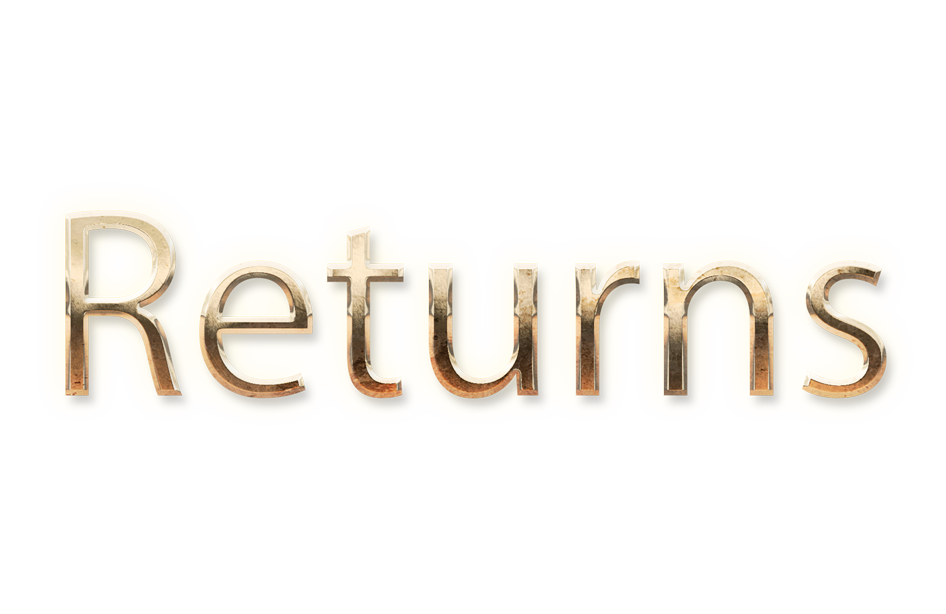 WORD RETURNS gold text typography PNG images free